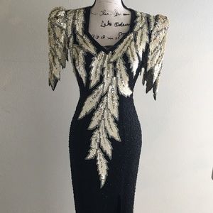 Designer Mark Cheung Long Handbeaded Sequin Gown